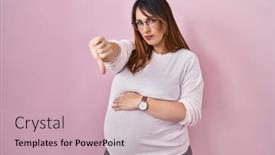  Presentation with pregnant woman - PPT theme with pregnant-woman-standing-over-pink background and a soft green colored foreground