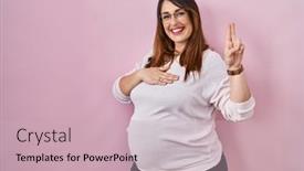  Presentation with pregnant woman - Presentation theme consisting of pregnant-woman-standing-over-pink background and a soft green colored foreground