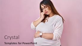  Presentation with pregnant depression - PPT layouts consisting of pregnant-woman-standing-over-pink background and a soft green colored foreground