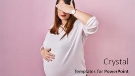  Presentation with pregnant woman - Presentation theme consisting of pregnant-woman-standing-over-pink background and a soft green colored foreground