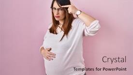  Presentation with skin infection - Presentation design with pregnant-woman-standing-over-pink background and a soft green colored foreground