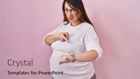  Presentation with pregnant woman - Slide set consisting of pregnant-woman-standing-over-pink background and a soft green colored foreground