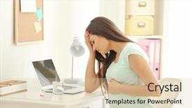  Presentation with medicine pregnant woman - Beautiful presentation design featuring pregnant woman suffering from headache backdrop and a lemonade colored foreground