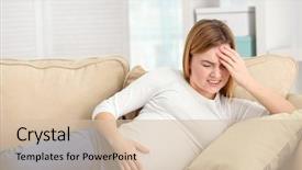  Presentation with headaches - Amazing PPT theme having pregnant woman suffering from headaches backdrop and a lemonade colored foreground
