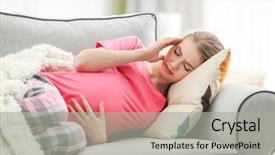  Presentation with medicine pregnant woman - Cool new PPT theme with pregnant woman suffering from headaches backdrop and a light gray colored foreground