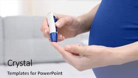  Presentation with taking the blood pressure in black women - Slide deck enhanced with pregnant woman taking blood sample background and a light gray colored foreground