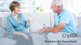  Presentation with pregnant woman in hospital - Cool new PPT layouts with pregnant woman talking to gynaecologist backdrop and a light blue colored foreground