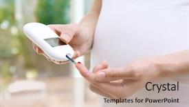  Presentation with glucometer - Slides having pregnant woman testing glucose level background and a  colored foreground