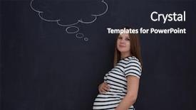  Presentation with pregnant woman - Theme having pregnant woman thinking about name background and a  colored foreground