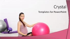  Presentation with pregnant woman - Audience pleasing slide set consisting of pregnant woman training in gym backdrop and a white colored foreground