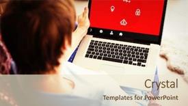  Presentation with automation system - Audience pleasing presentation design consisting of pregnant woman using her laptop against home automation system backdrop and a cream colored foreground