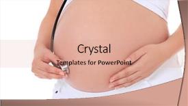  Presentation with hear - Colorful PPT theme enhanced with pregnant woman using stethoscope to hear into her baby bump all on white background backdrop and a coral colored foreground