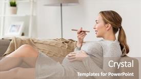  Presentation with recorder - PPT theme consisting of pregnant woman using voice command background and a coral colored foreground