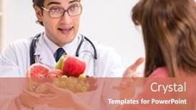  Presentation with pregnant woman doctor - Colorful slide set enhanced with pregnant-woman-visiting-doctor-discussing backdrop and a coral colored foreground