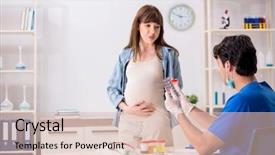  Presentation with diabetes - PPT layouts with pregnant woman visiting doctor background and a lemonade colored foreground