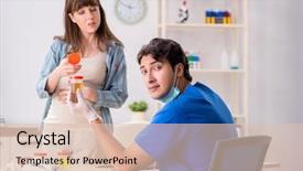  Presentation with diabetes - Theme having pregnant woman visiting doctor background and a lemonade colored foreground