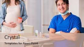  Presentation with pregnant woman doctor - Beautiful slides featuring pregnant woman visiting doctor backdrop and a soft green colored foreground