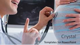  Presentation with pregnant woman doctor - PPT layouts consisting of heart radiograph - pregnant woman visiting doctor background and a light blue colored foreground