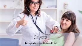  Presentation with pregnant woman doctor - Colorful presentation enhanced with pregnant-woman-visiting-doctor backdrop and a lemonade colored foreground