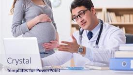  Presentation with pregnant woman doctor - Audience pleasing slide deck consisting of pregnant-woman-visiting-doctor backdrop and a sky blue colored foreground