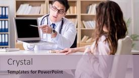  Presentation with pregnant woman doctor - PPT theme with pregnant-woman-visiting-doctor background and a light gray colored foreground