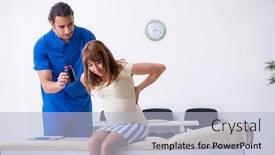  Presentation with gynecologist - Audience pleasing PPT layouts consisting of pregnant woman visiting male doctor gynecologist backdrop and a light blue colored foreground