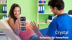  Presentation with pregnant woman - PPT theme consisting of pregnant-woman-visiting-male-gynecologyst background and a ocean colored foreground