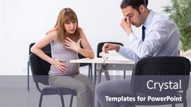  Presentation with pregnant woman doctor - Presentation theme enhanced with pregnant-woman-visiting-male-psychologist background and a gray colored foreground