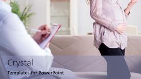  Presentation with pregnant woman doctor - Presentation theme with pregnant-woman-visiting-psychologist-doctor background and a light blue colored foreground