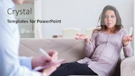  Presentation with pregnant woman doctor - Amazing theme having pregnant-woman-visiting-psychologist-doctor backdrop and a sky blue colored foreground