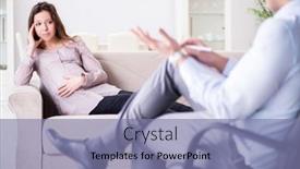  Presentation with pregnant woman doctor - PPT layouts enhanced with pregnant-woman-visiting-psychologist-doctor background and a coral colored foreground