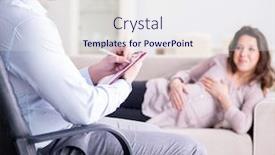  Presentation with pregnant woman doctor - Cool new slides with pregnant-woman-visiting-psychologist-doctor backdrop and a sky blue colored foreground