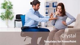  Presentation with pregnant woman - PPT layouts enhanced with pregnant-woman-visiting-young-male background and a gray colored foreground
