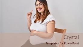  Presentation with pregnant woman - Presentation theme enhanced with pregnant-woman-wearing-band-aid background and a coral colored foreground