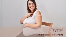  Presentation with pregnant woman - Slide set enhanced with pregnant-woman-wearing-band-aid background and a coral colored foreground