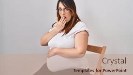  Presentation with pregnant woman - PPT theme consisting of pregnant-woman-wearing-band-aid background and a coral colored foreground