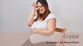  Presentation with aid - Presentation theme featuring pregnant-woman-wearing-band-aid background and a coral colored foreground