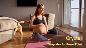  Presentation with fitness clothing - Slide set consisting of pregnant-woman-wearing-fitness-clothing background and a tawny brown colored foreground