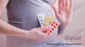  Presentation with pregnant woman in hospital - Presentation theme featuring pregnant-woman-with-a-belly background and a coral colored foreground