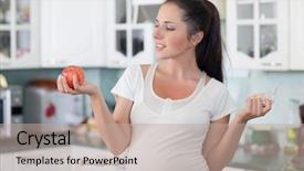  Presentation with pregnant woman - PPT layouts having pregnant woman with an apple background and a coral colored foreground