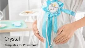  Presentation with pregnant - Amazing PPT theme having pregnant woman with award ribbon backdrop and a light gray colored foreground