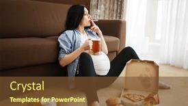  Presentation with pregnant woman - Colorful presentation design enhanced with pregnant-woman-with-belly-smoking backdrop and a tawny brown colored foreground