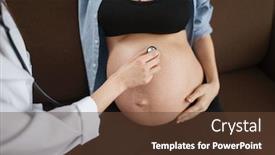  Presentation with pregnant woman - Beautiful slide deck featuring pregnant-woman-with-belly backdrop and a tawny brown colored foreground