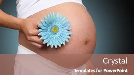  Presentation with flower woman - Slides having giving birth baby - pregnant woman with blue flower background and a coral colored foreground