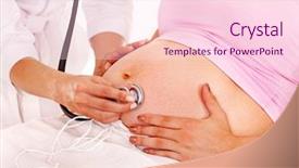  Presentation with pregnant woman doctor - Audience pleasing presentation theme consisting of pregnant woman with doctor isolated backdrop and a lemonade colored foreground