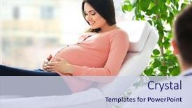  Presentation with pregnant woman doctor - PPT theme consisting of pregnant woman with doctor background and a sky blue colored foreground