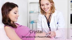  Presentation with pregnant woman doctor - PPT layouts with pregnant woman with doctor background and a coral colored foreground