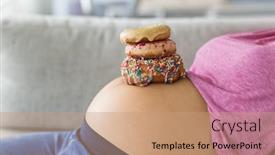  Presentation with cravings - Presentation theme consisting of pregnant-woman-with-donuts background and a coral colored foreground