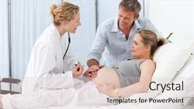  Presentation with listening woman - Theme featuring pregnant woman with her husband listening to the nurse background and a lemonade colored foreground