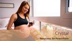  Presentation with stomach - Theme enhanced with pregnant-woman-with-hot-drink background and a coral colored foreground